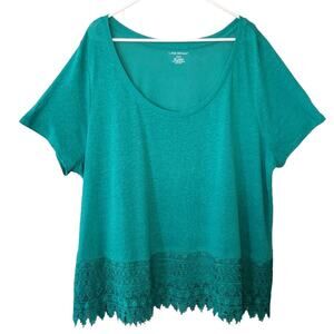 Lane Bryant Teal Lace Hem Top